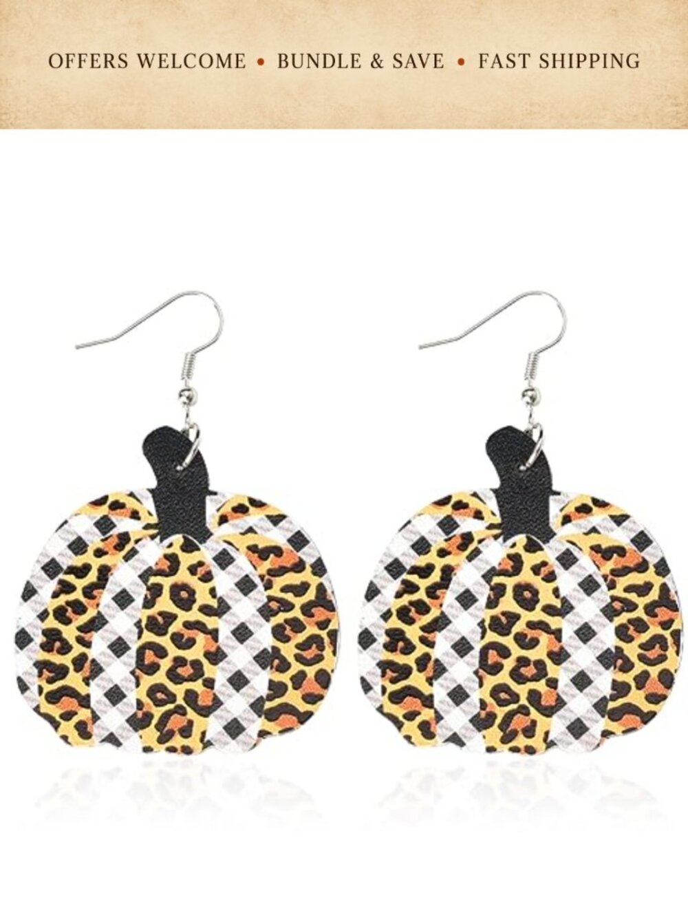 Pumpkin Drop Earrings Faux Leather Dangle Halloween Costume Accessory